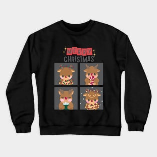 Merry Christmas cute Reindeers Seasons Greetings Tis The Season To Be Jolly Cute Crewneck Sweatshirt